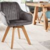 Designová sametová židle otočná šedá – Lorius