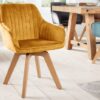 Designová sametová židle otočná žlutá – Lorius II
