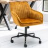 Moderní sametová kancelářská židle žlutá – Foibe II